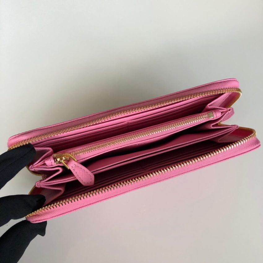 1547021162_2366001649_3 Replica Prada Saffiano Long Zipper Wallet Pink - Image 2