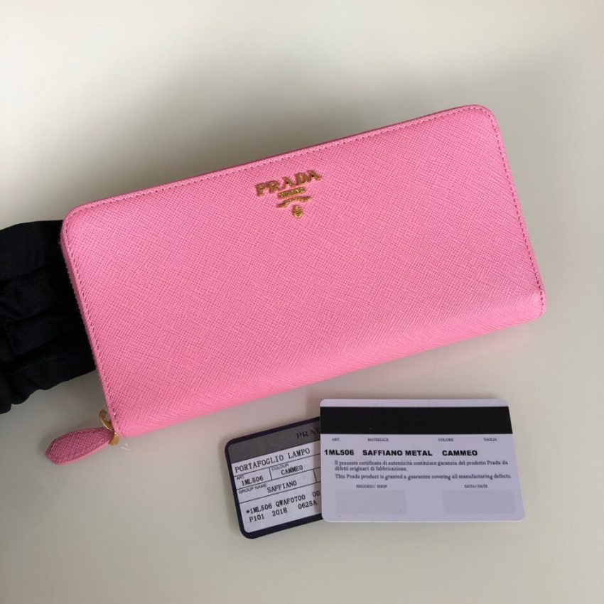 1547021163_2519687272_6 Replica Prada Saffiano Long Zipper Wallet Pink - Image 6