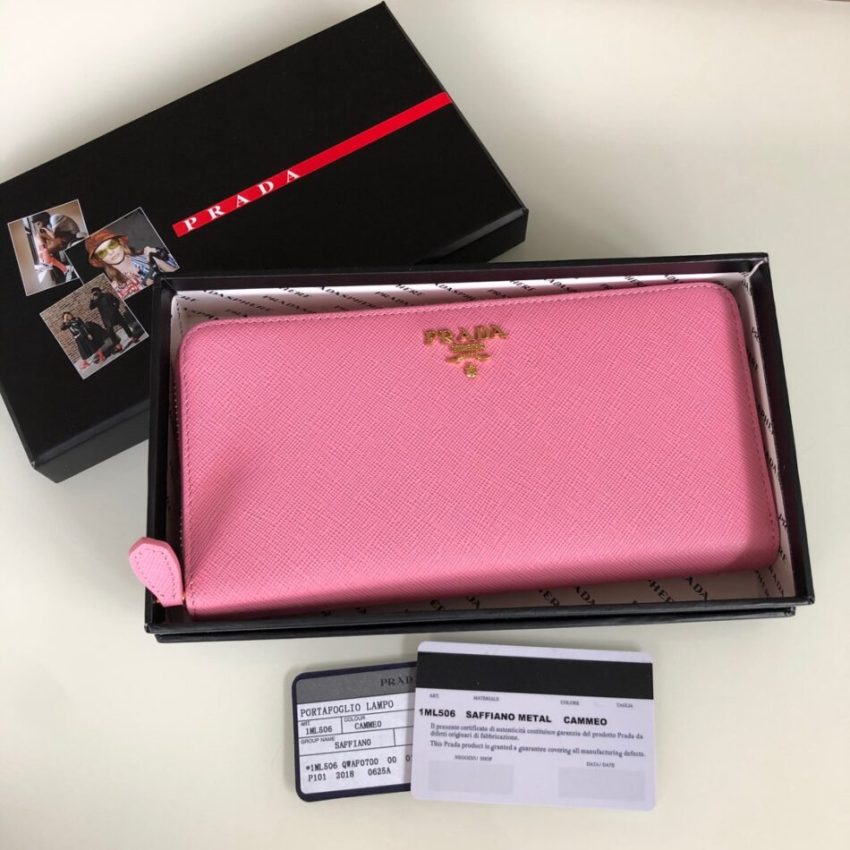 1547021163_2561508506_7 Replica Prada Saffiano Long Zipper Wallet Pink - Image 7