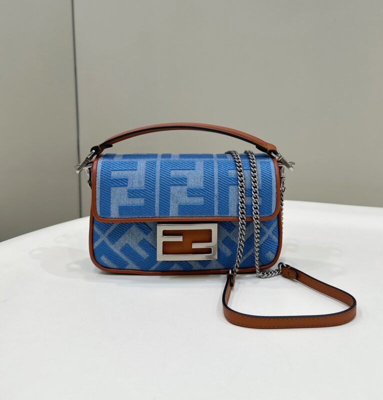 a1-1-29 Replica Fendi Baguette Small Denim Blue