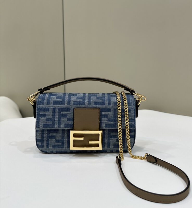 a1-52 Replica Fendi Baguette Small Dark Bue Denim