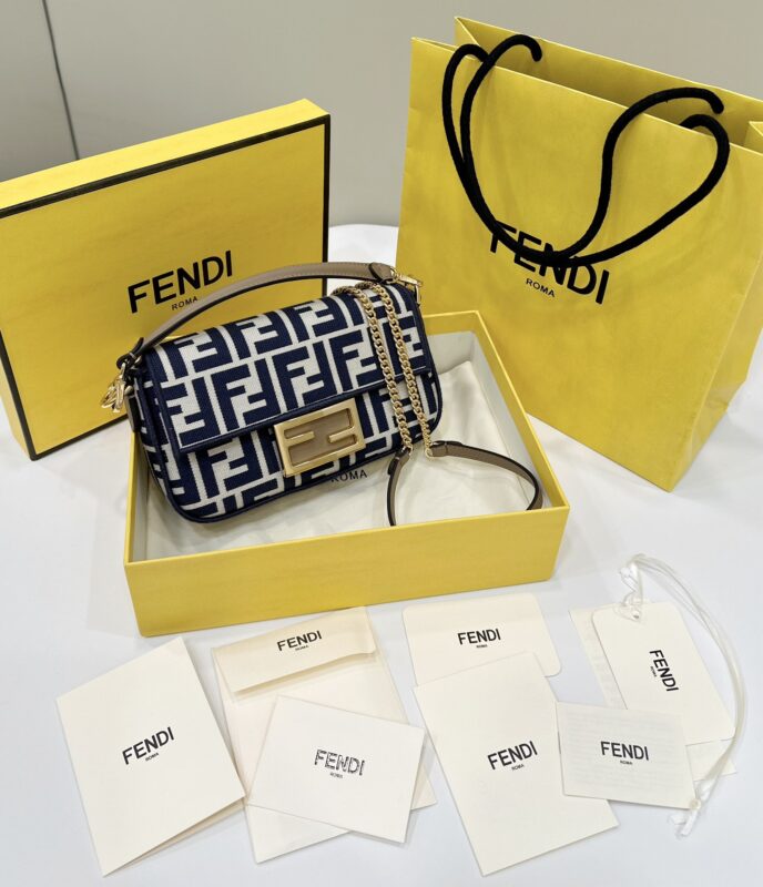 a1-65 Replica Fendi Baguette Small Cotton Blue