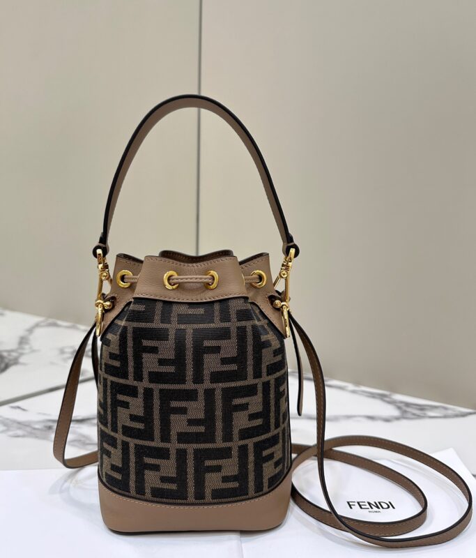 a3-2 Replica Fendi Tresor Mini Bucket Brown - Image 3