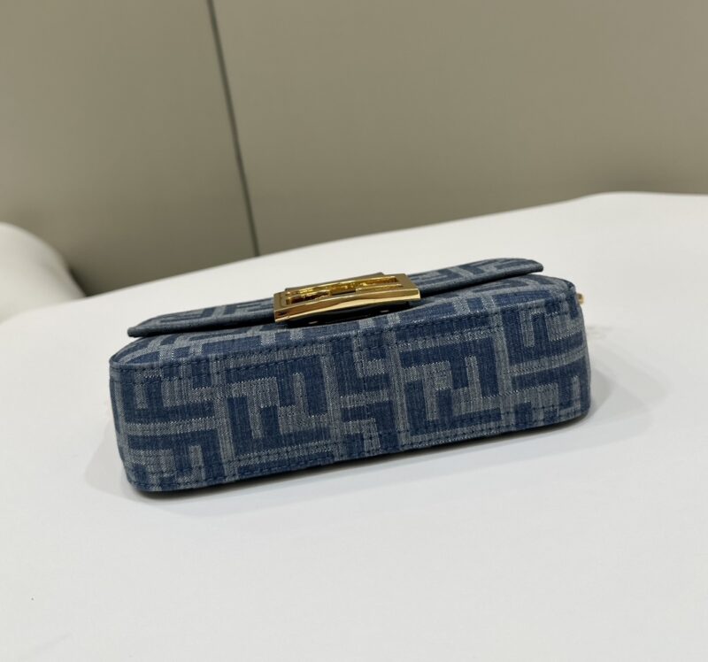 a3-50 Replica Fendi Baguette Small Dark Bue Denim - Image 3