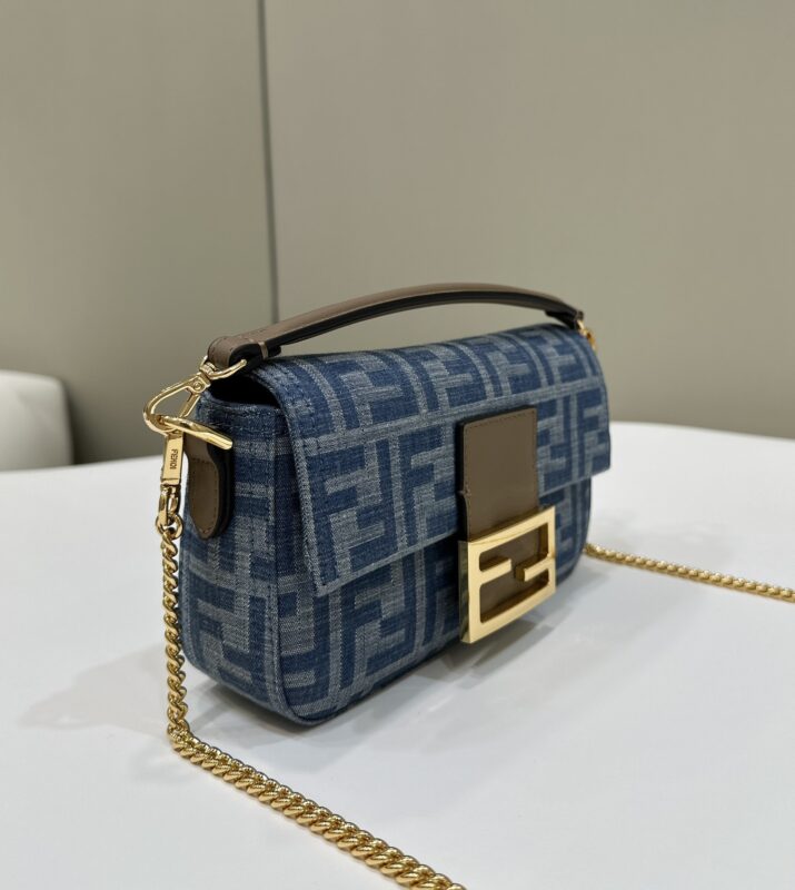 a4-50 Replica Fendi Baguette Small Dark Bue Denim - Image 4