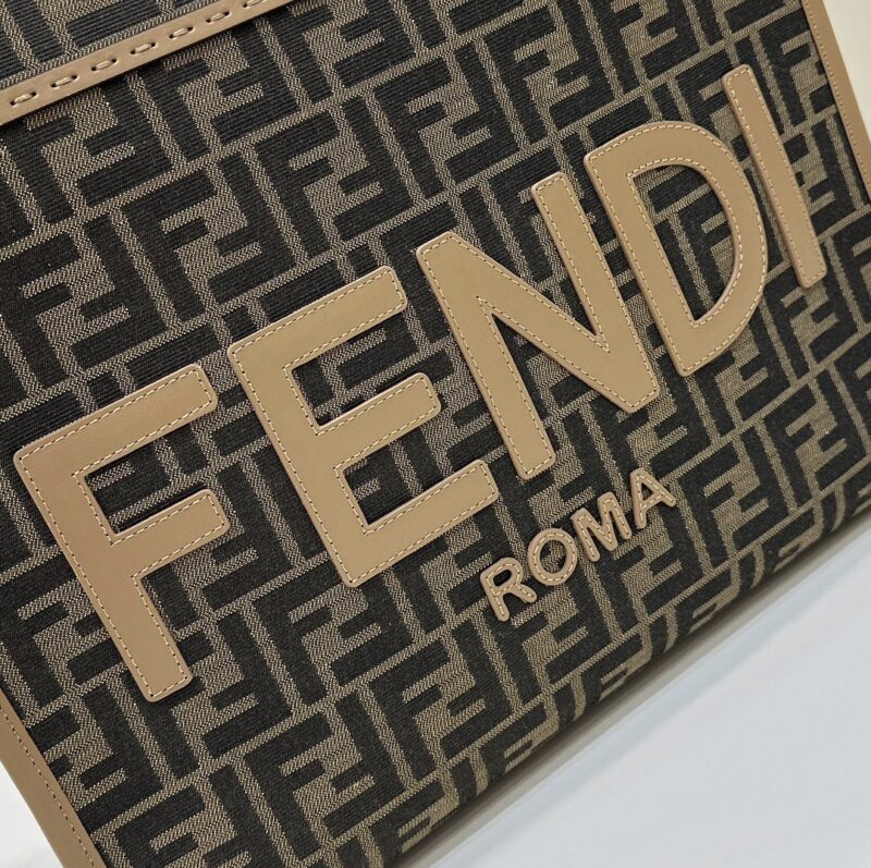 a5-1-16 Replica Fendi Sunshine Tote Brown Monogram - Image 5