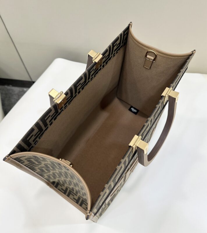 a9-1-14 Replica Fendi Sunshine Tote Brown Monogram - Image 9