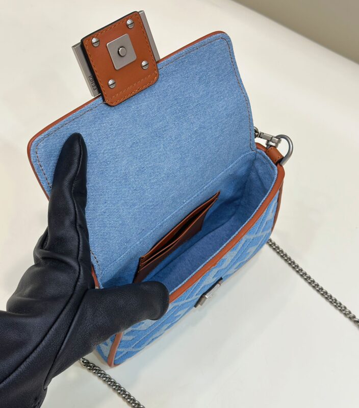 a9-50 Replica Fendi Baguette Small Denim Blue - Image 8