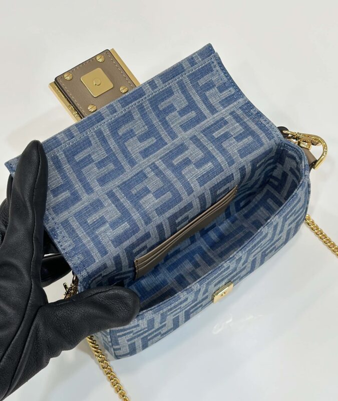 a9-51 Replica Fendi Baguette Small Dark Bue Denim - Image 8